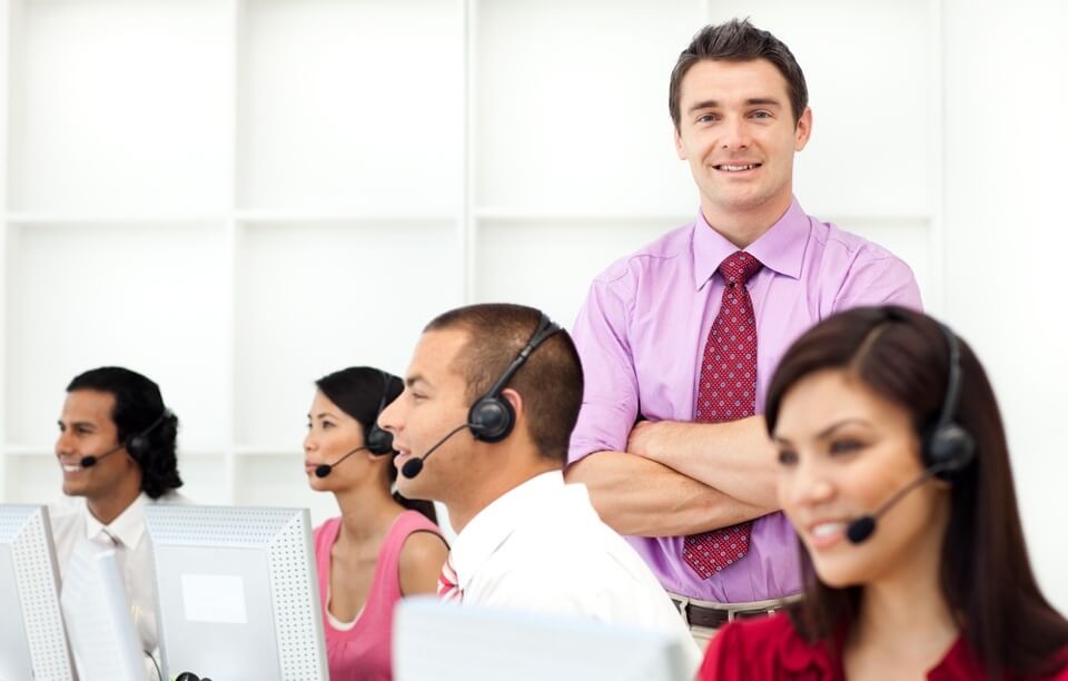 Image of a call center team providing help desk services